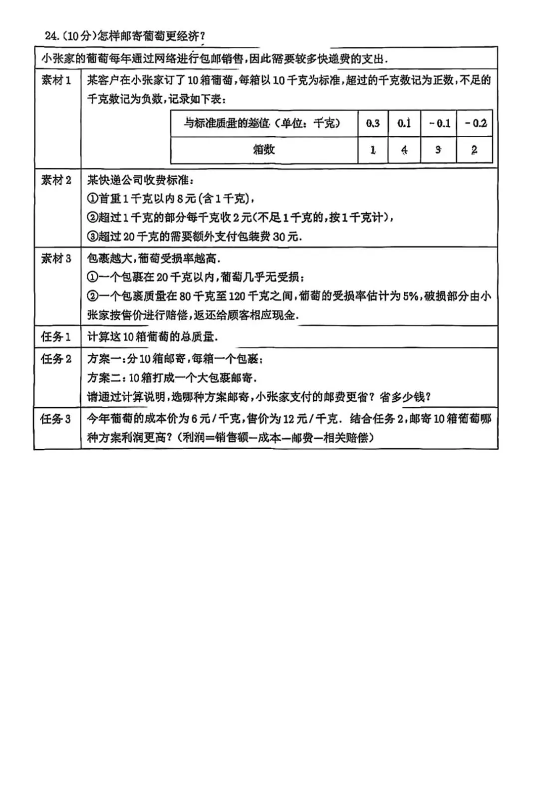 秀峰初一数学9月月考-第6张图片-四季读书网