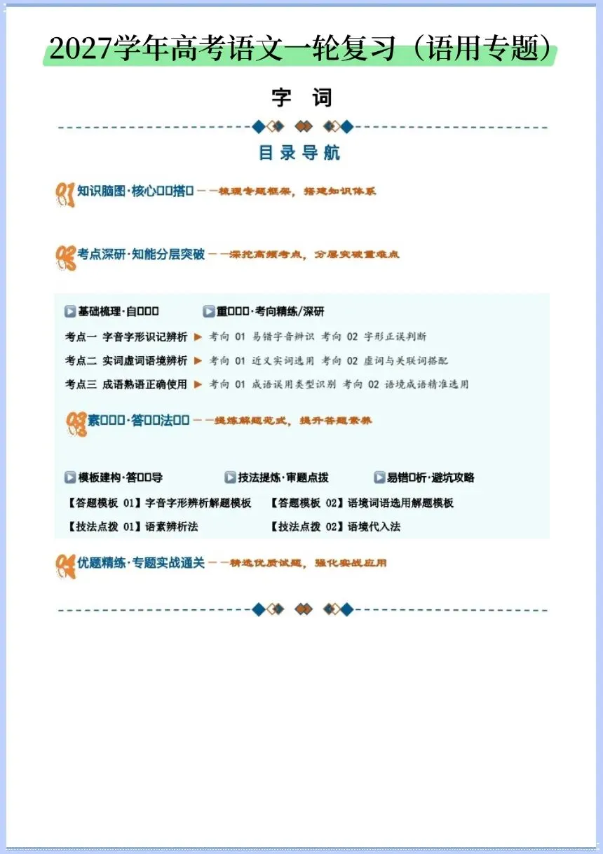 高考语文|2027学年高考语文一轮复习《语用字词.专题》电子版可打印!-第3张图片-四季读书网 高考语文|2027学年高考语文一轮复习《语用字词.专题》电子版可打印!-第3张图片-四季读书网