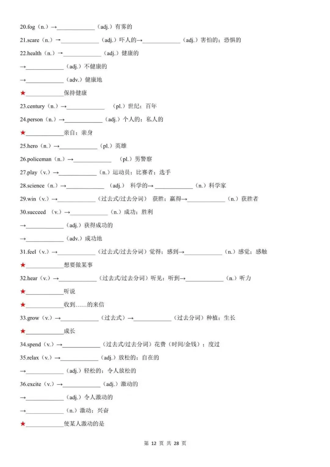 2027中考英语高频必背词性转换(默写+背诵版)-第4张图片-四季读书网 2027中考英语高频必背词性转换(默写+背诵版)-第4张图片-四季读书网