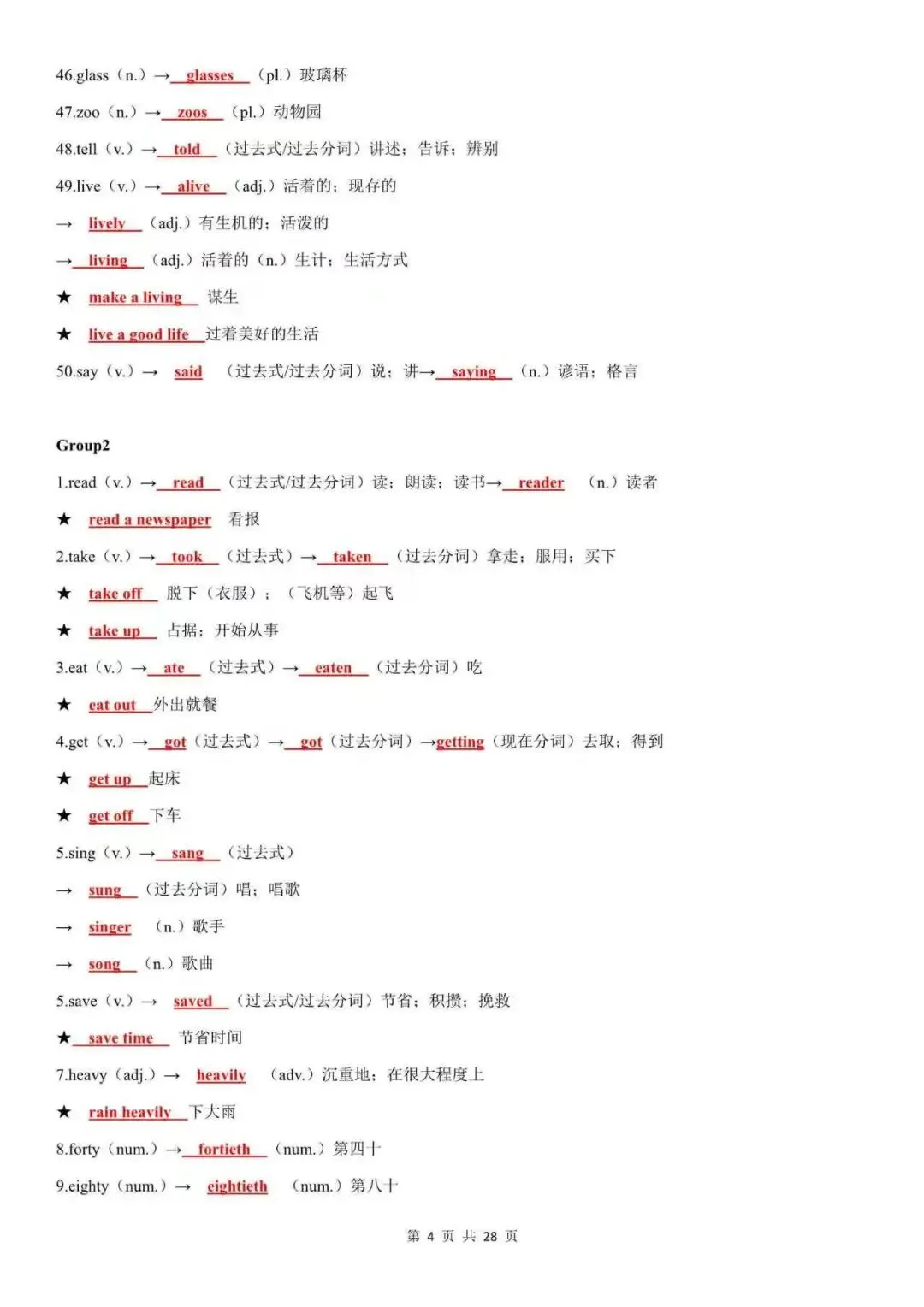 2027中考英语高频必背词性转换(默写+背诵版)-第8张图片-四季读书网 2027中考英语高频必背词性转换(默写+背诵版)-第8张图片-四季读书网