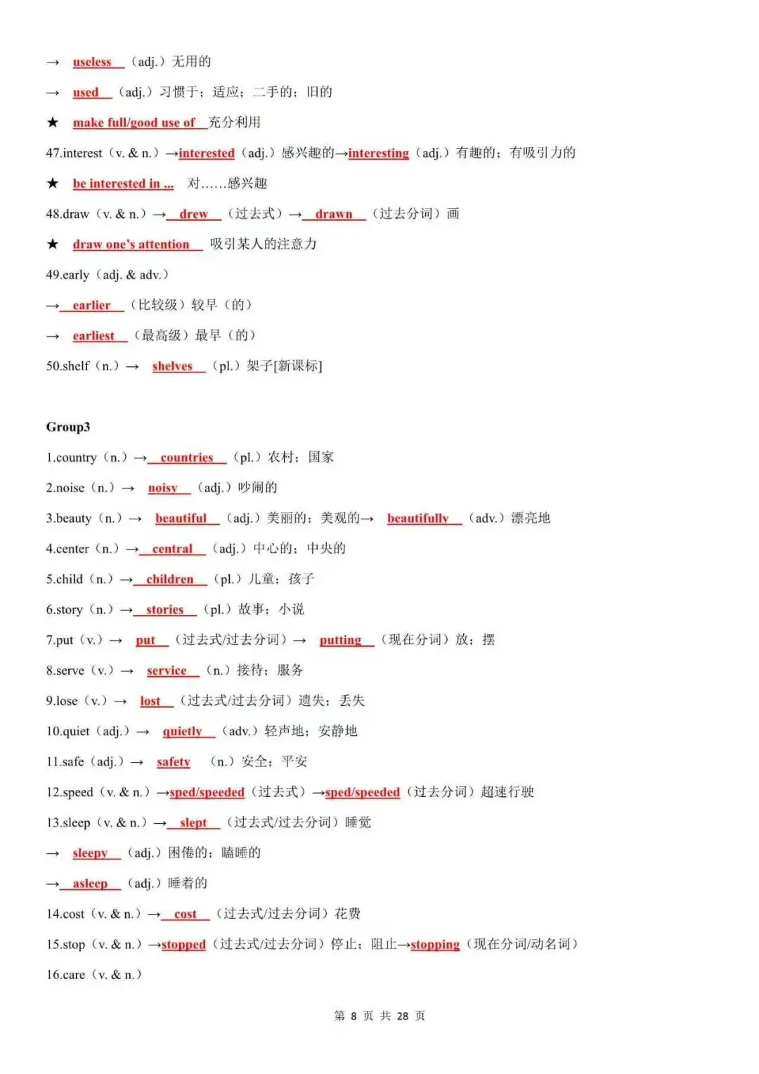2027中考英语高频必背词性转换(默写+背诵版)-第9张图片-四季读书网 2027中考英语高频必背词性转换(默写+背诵版)-第9张图片-四季读书网