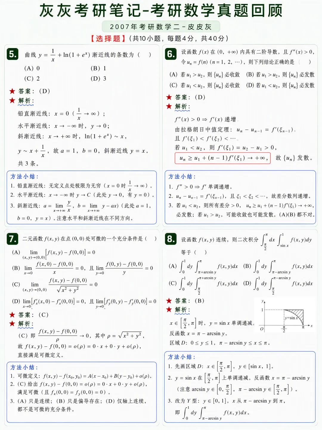 【2007年】考研数学二真题方法论-第3张图片-四季读书网