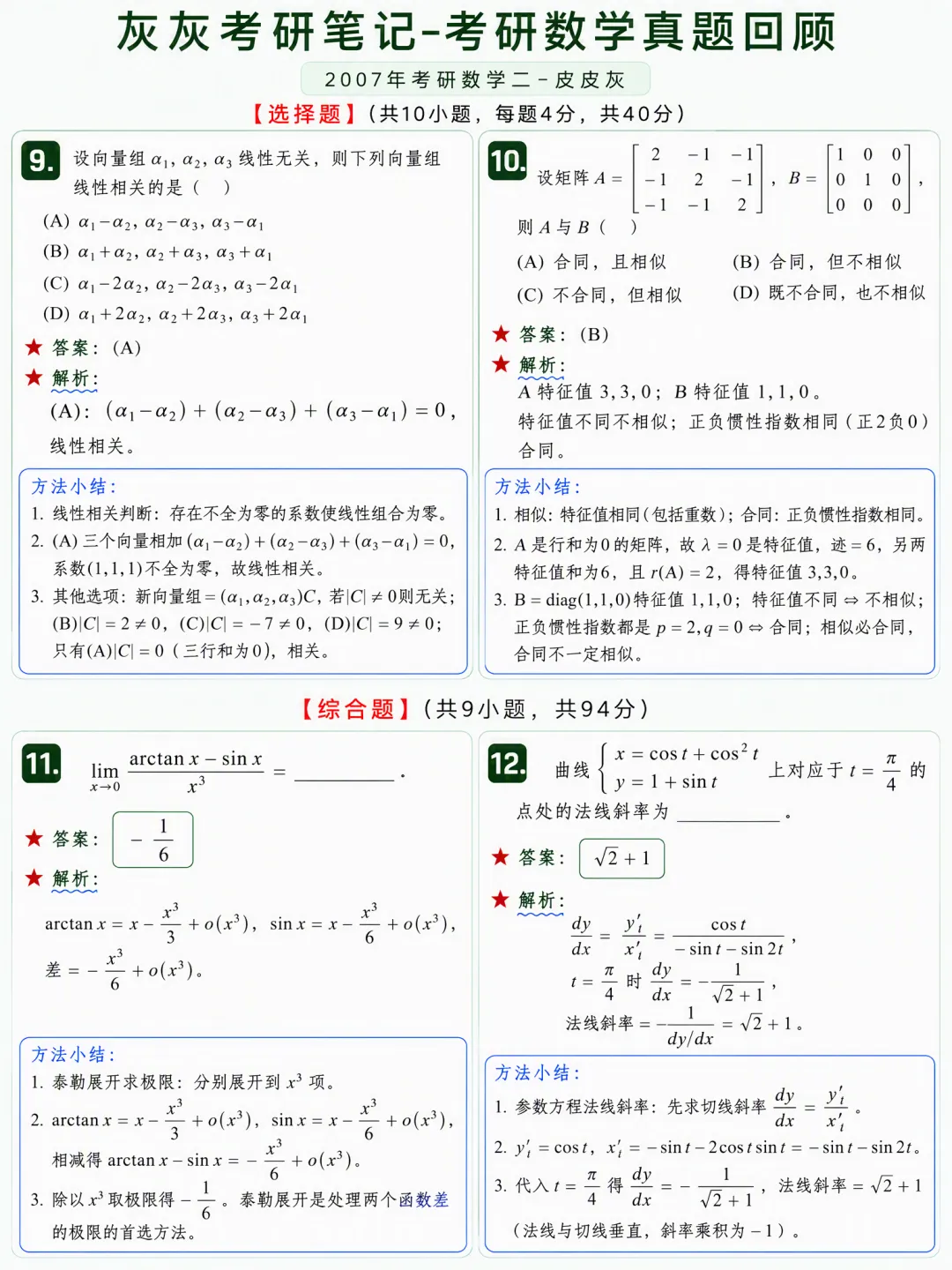 【2007年】考研数学二真题方法论-第4张图片-四季读书网