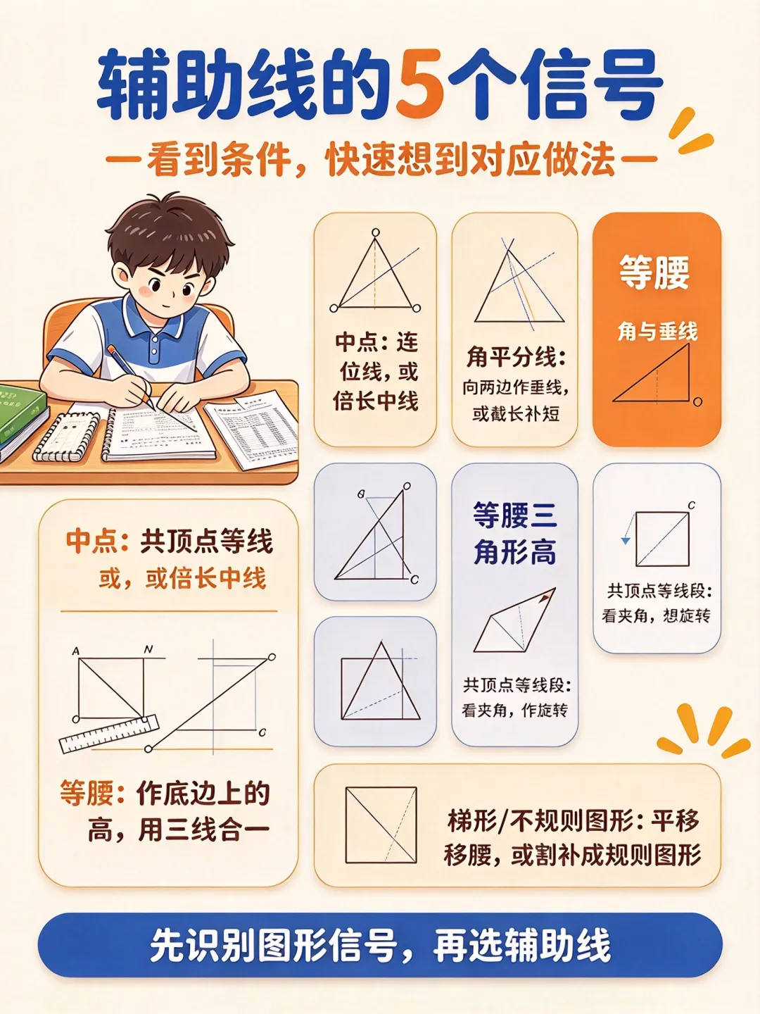初二几何辅助线:记住这 5 个 ＂信号＂,看到题目就能快速找到思路-第1张图片-四季读书网