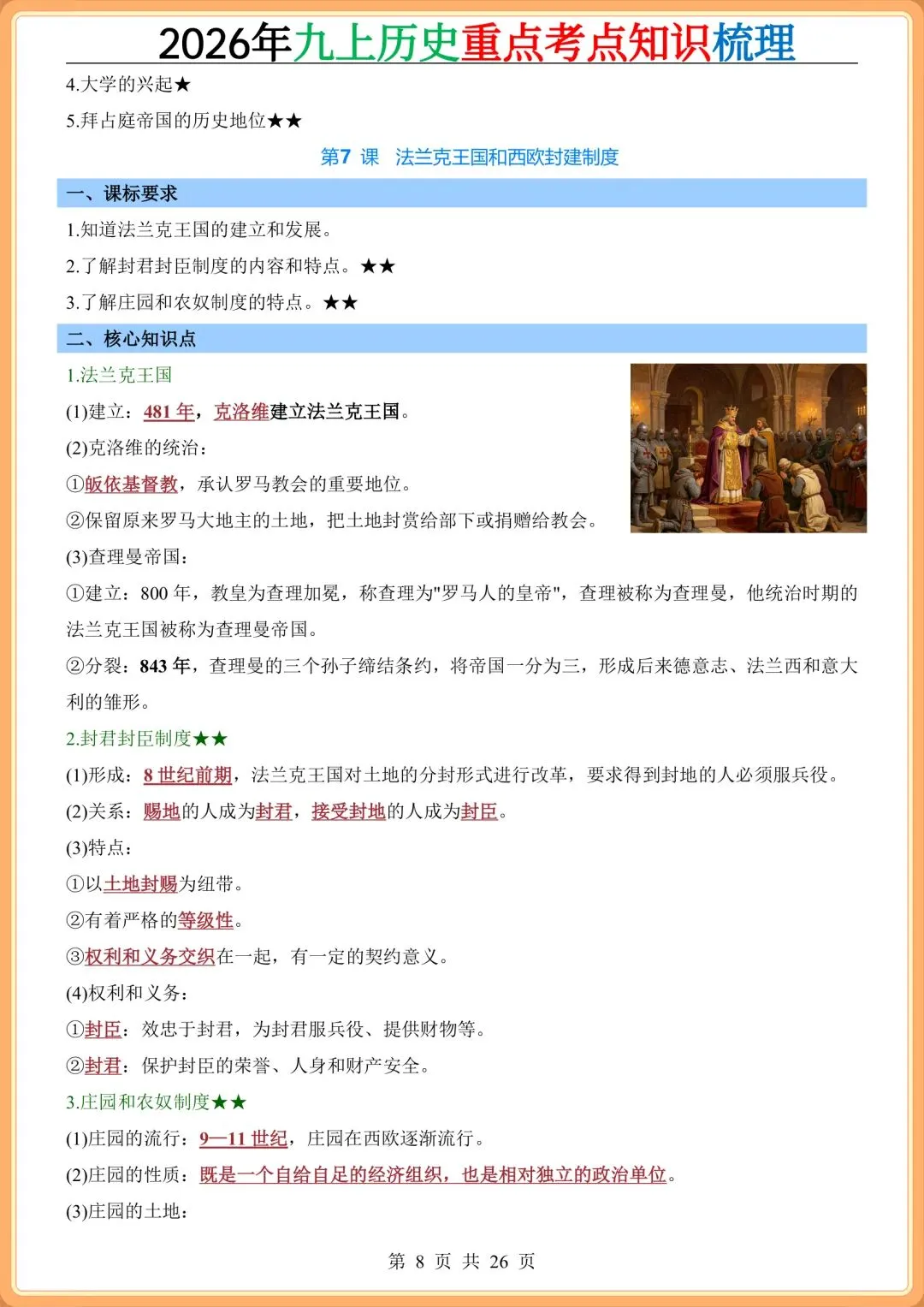 初三2026秋九年级上册历史全册《重点考点知识点》梳理总结,打印背诵!-第9张图片-四季读书网