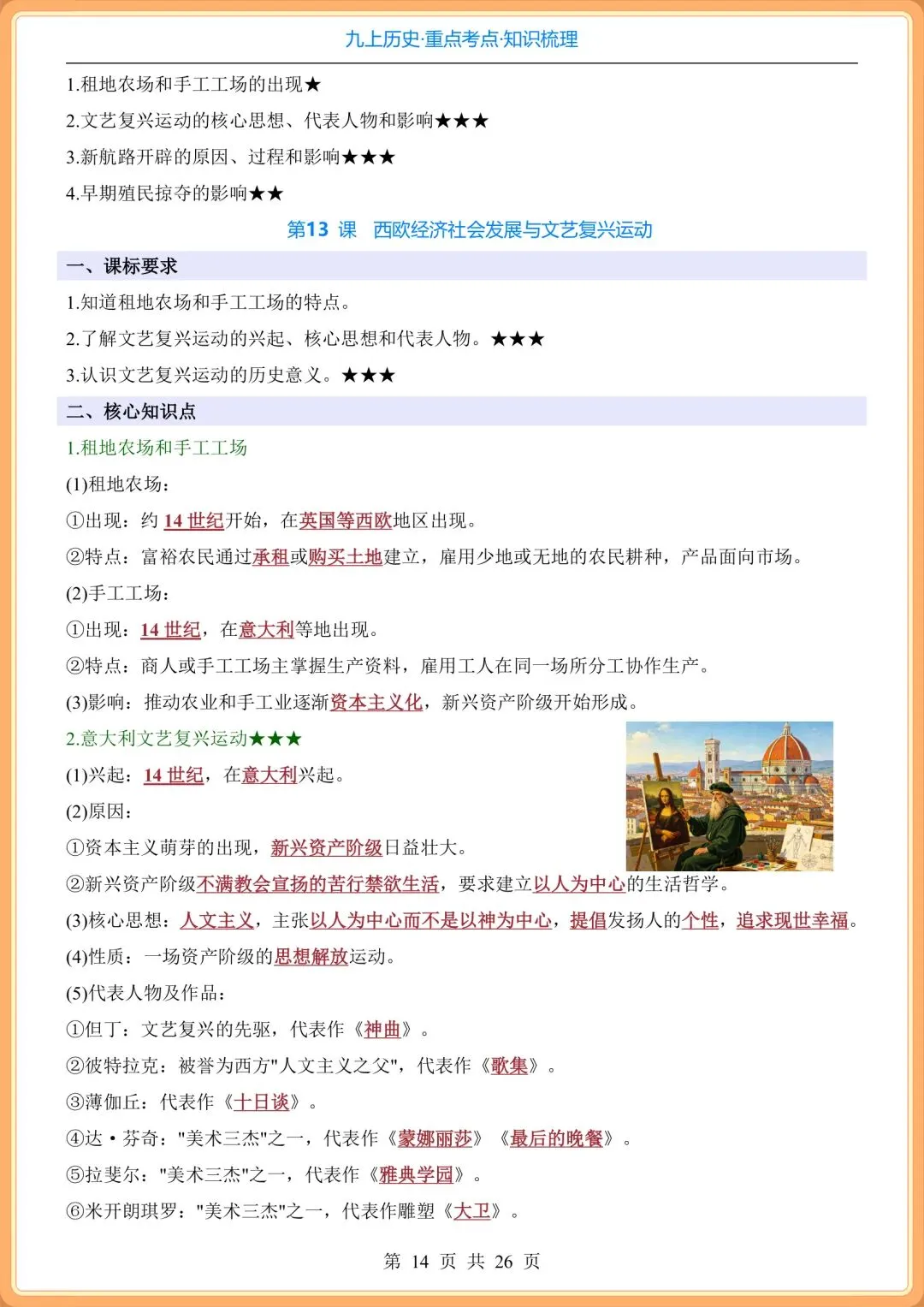 初三2026秋九年级上册历史全册《重点考点知识点》梳理总结,打印背诵!-第13张图片-四季读书网