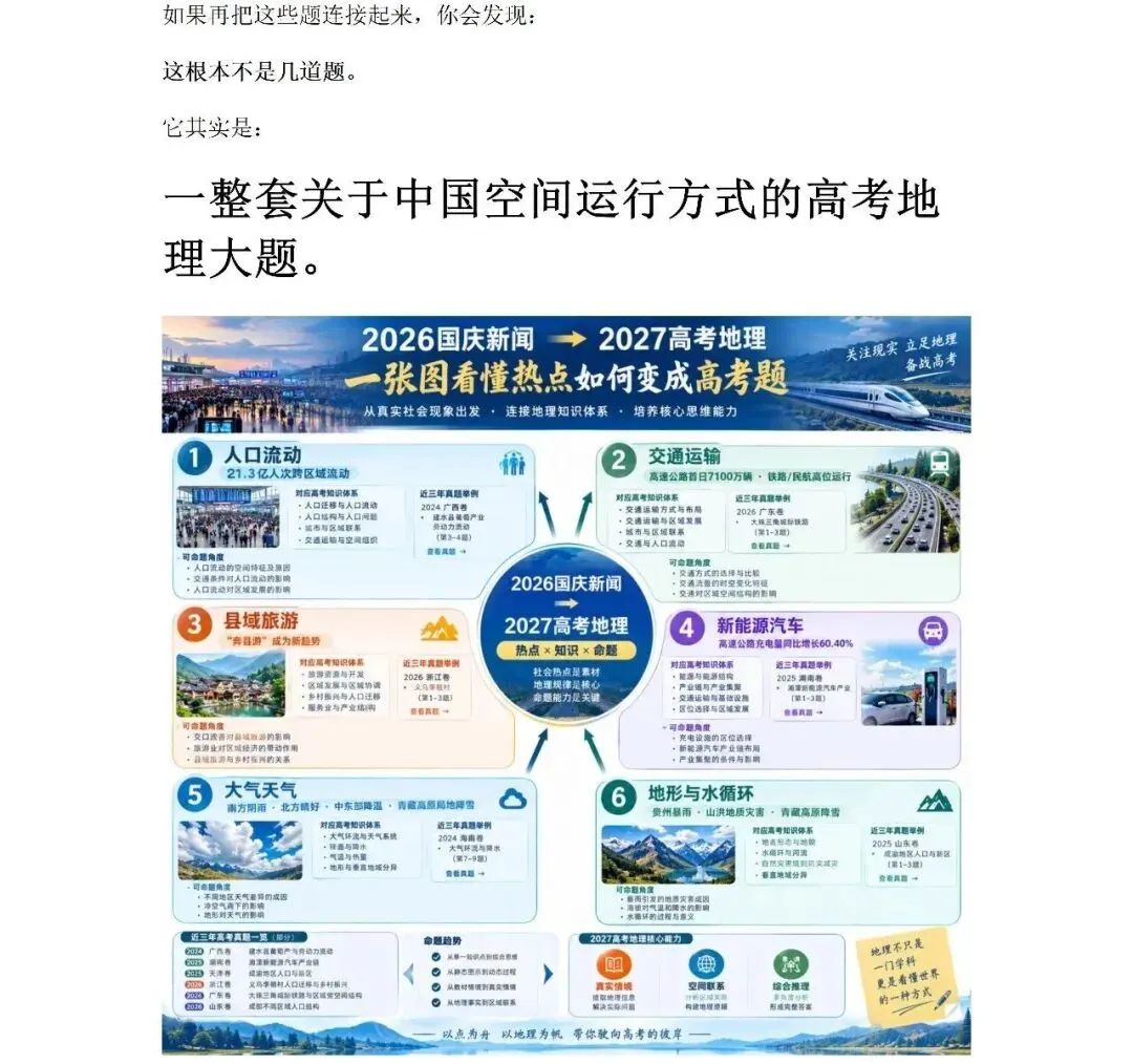 【高考热点】2026国庆大迁徙:21.3亿人次背后,藏着多少道高考地理题?Word版-第31张图片-四季读书网