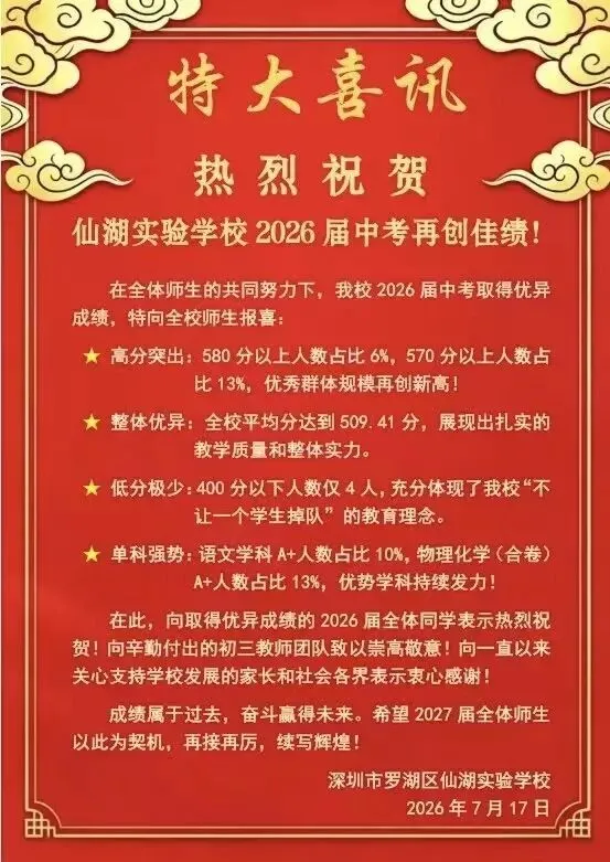 深圳中考盲选志愿怎么定位?参照分行政区 2026 部分初中中考喜报-第41张图片-四季读书网