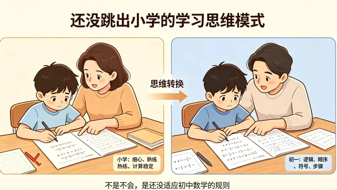 初一第一次月考,孩子回家后说:“爸爸,我可能不是学数学的料!”-第2张图片-四季读书网
