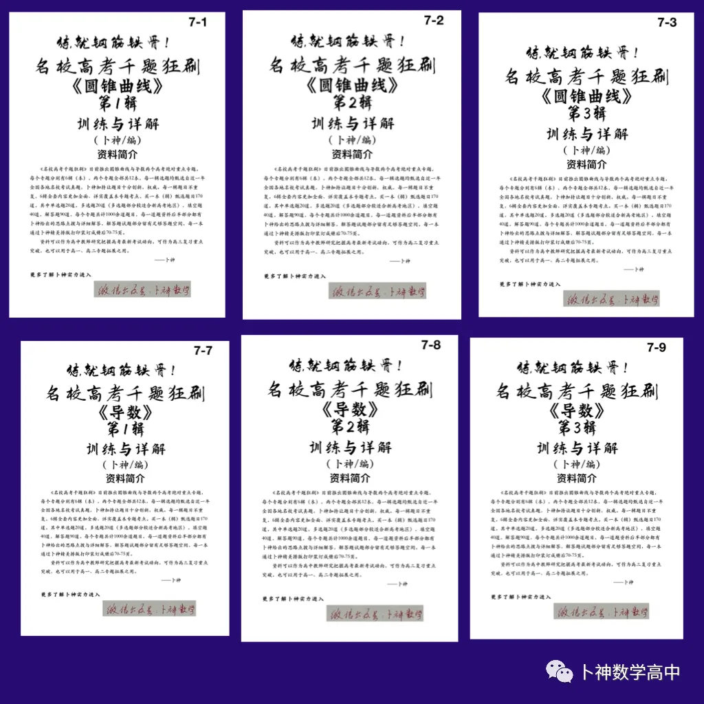 练就钢筋铁骨!《名校高考千题狂刷》圆锥曲线导数各6辑/共12本/宇宙最新资料/-第30张图片-四季读书网