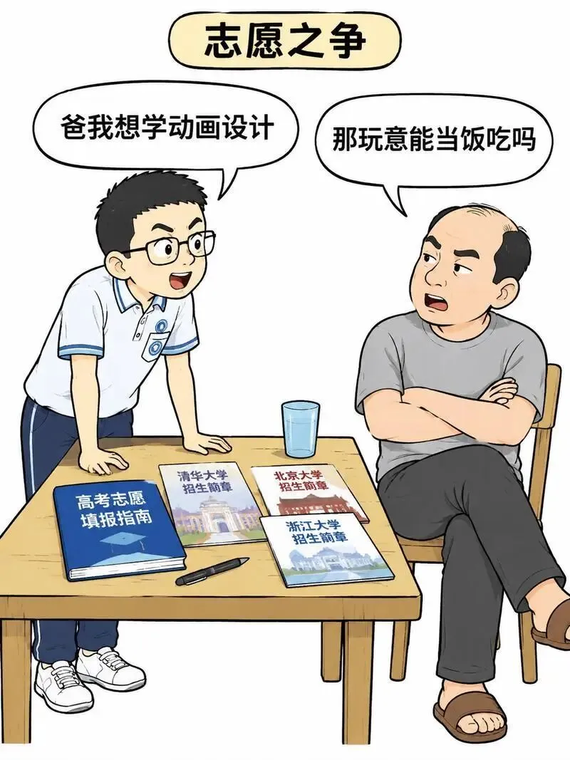 高考填志愿,父子起了争执.儿子“爸我想学动画设计”爸爸“那玩意能当饭吃吗”儿子“现在动画行业很火的”爸爸“听我的,学土木稳定”儿-第1张图片-四季读书网