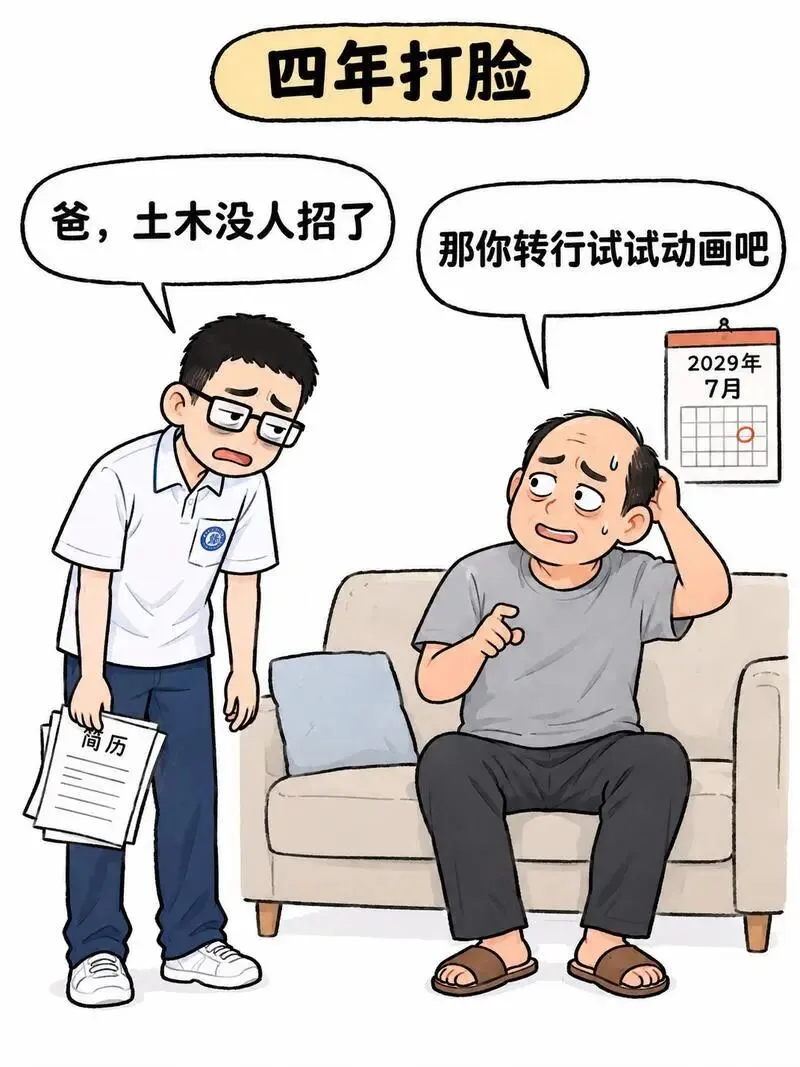高考填志愿,父子起了争执.儿子“爸我想学动画设计”爸爸“那玩意能当饭吃吗”儿子“现在动画行业很火的”爸爸“听我的,学土木稳定”儿-第5张图片-四季读书网