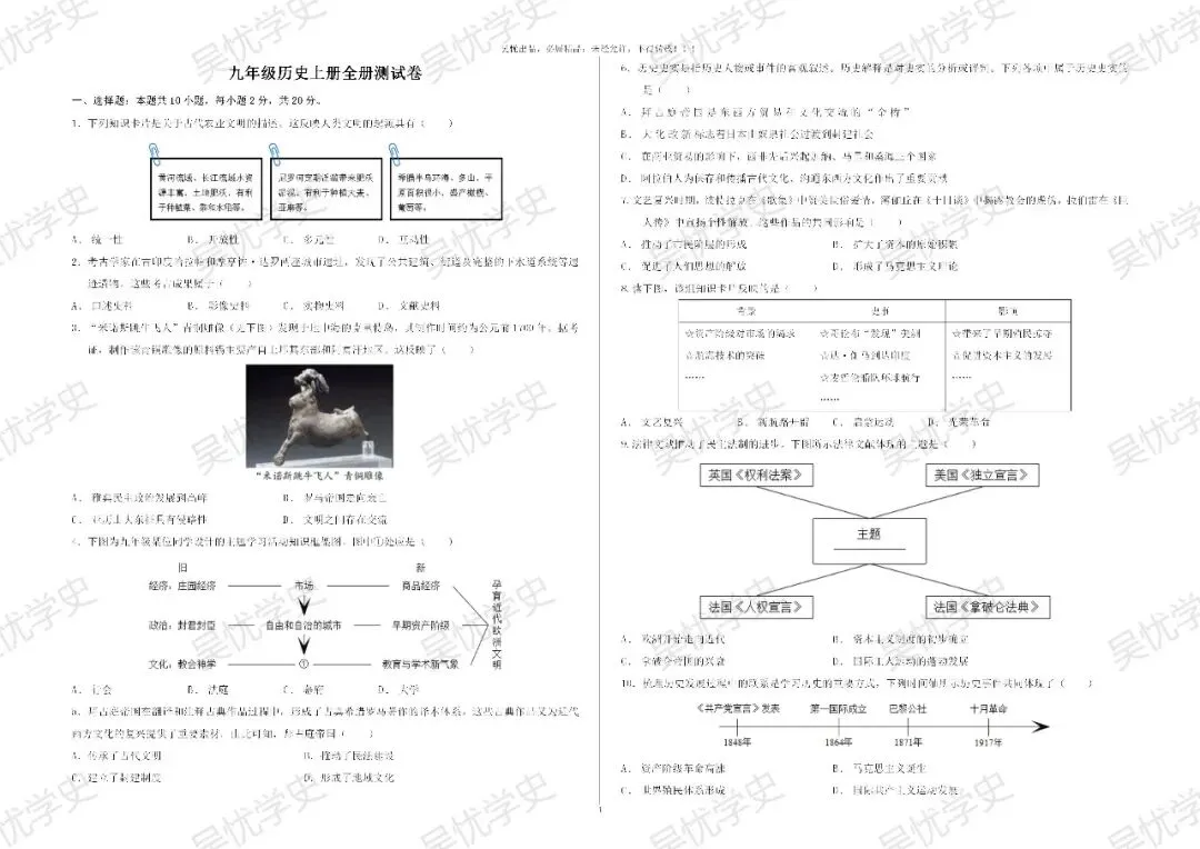 新版教材九上历史全册测试卷(含试卷分析)-第3张图片-四季读书网 新版教材九上历史全册测试卷(含试卷分析)-第3张图片-四季读书网