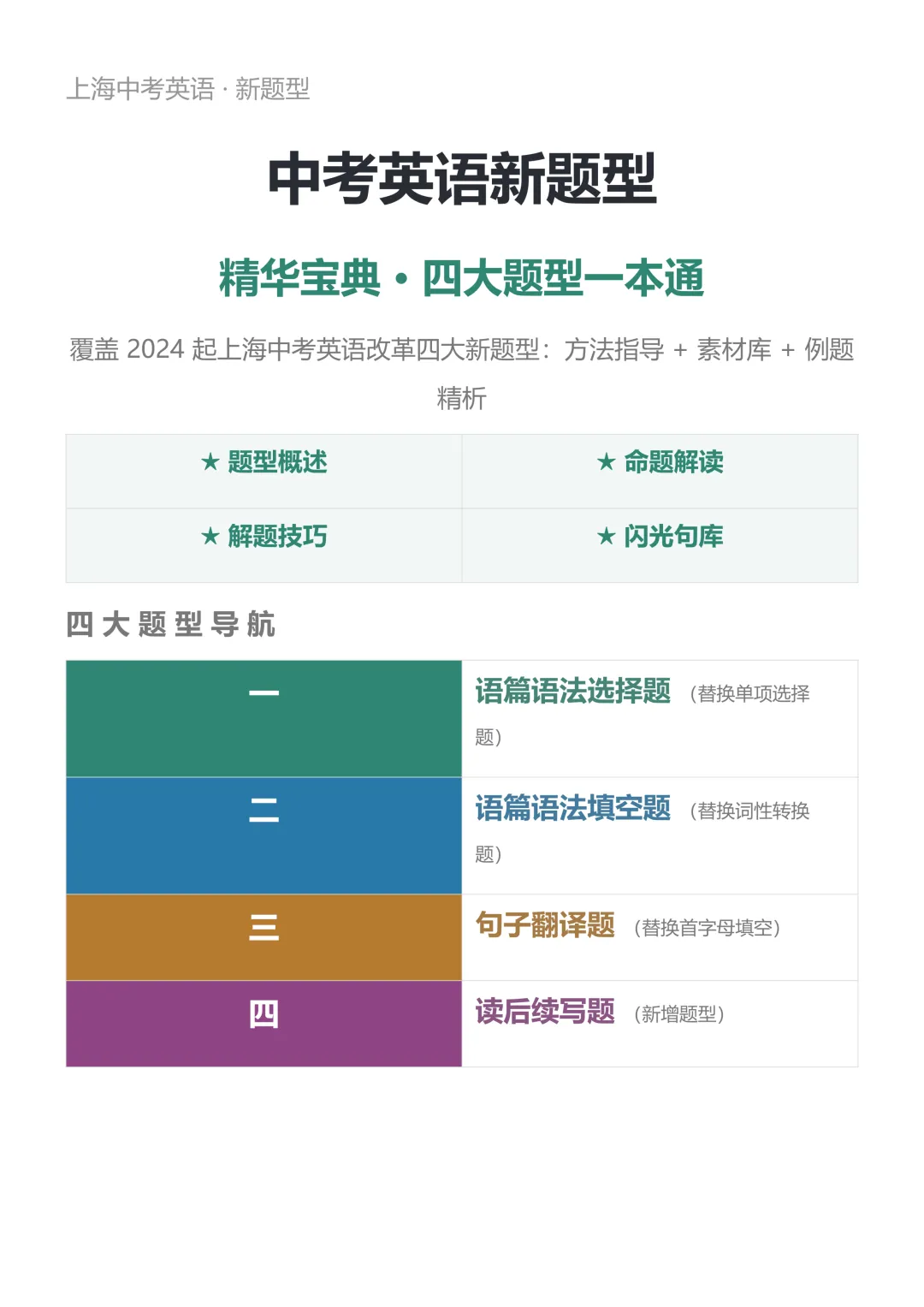 上海27届中考英语新题型精华宝典-第5张图片-四季读书网 上海27届中考英语新题型精华宝典-第5张图片-四季读书网