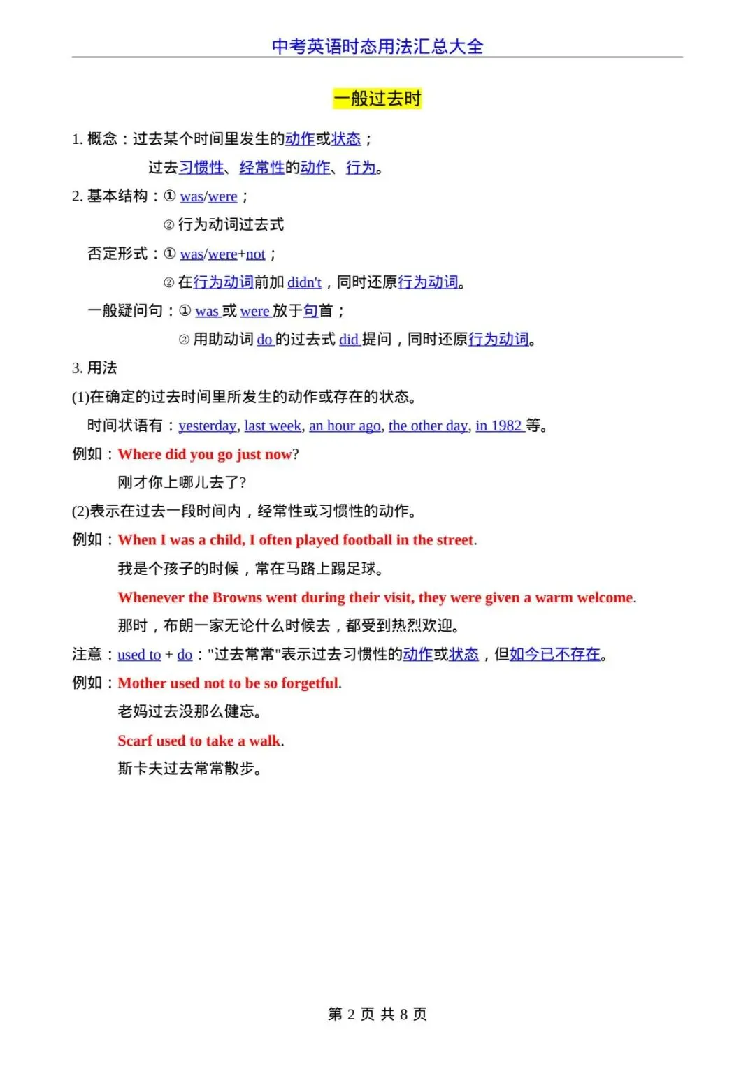 中考英语时态用法考点知识点总结,电子版可打印!-第3张图片-四季读书网 中考英语时态用法考点知识点总结,电子版可打印!-第3张图片-四季读书网