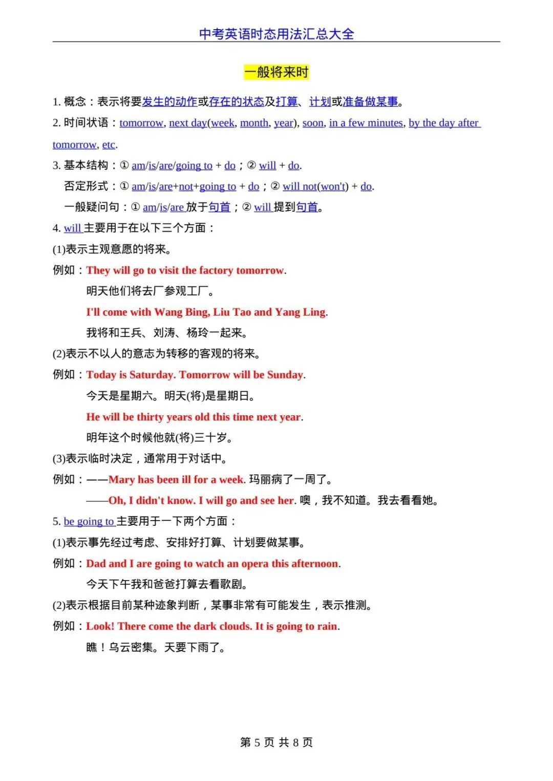 中考英语时态用法考点知识点总结,电子版可打印!-第6张图片-四季读书网 中考英语时态用法考点知识点总结,电子版可打印!-第6张图片-四季读书网