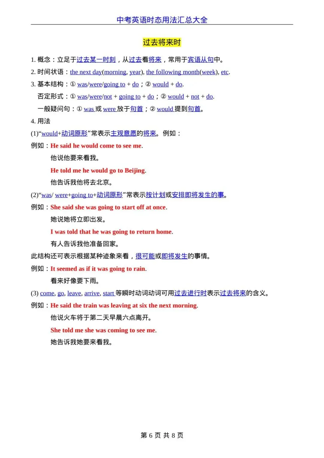 中考英语时态用法考点知识点总结,电子版可打印!-第7张图片-四季读书网 中考英语时态用法考点知识点总结,电子版可打印!-第7张图片-四季读书网