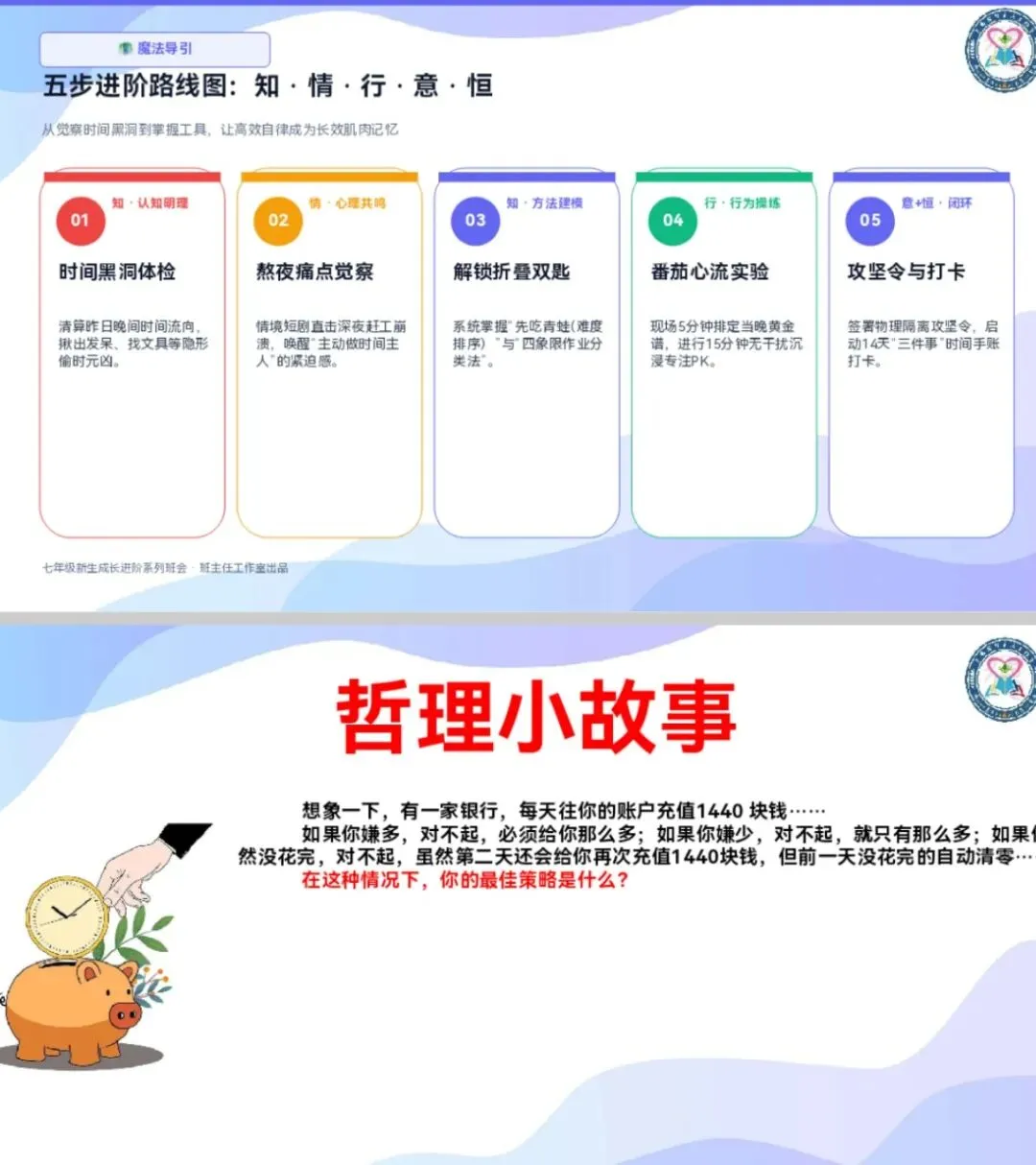【带班方略】初一前两月怎么带?七年级“知情行意恒”5节班会!|第二讲:时间“折叠术”:每天多赚1小时-第2张图片-四季读书网