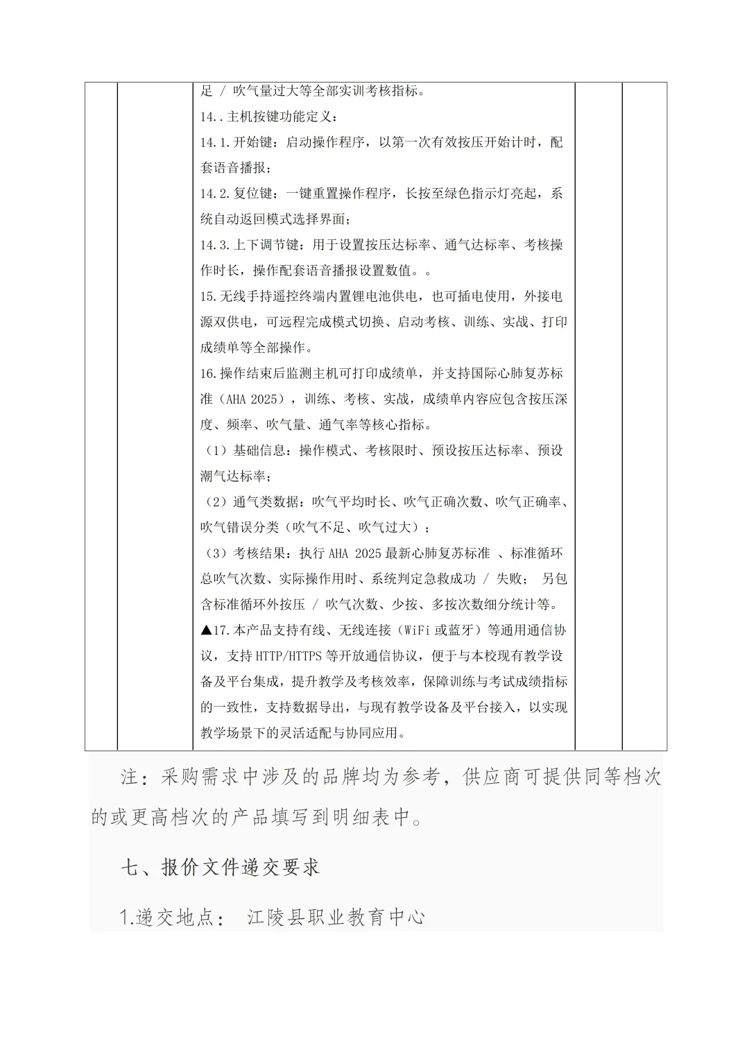 江陵县职业教育中心技能高考心肺复苏模拟人项目采购公告-第5张图片-四季读书网