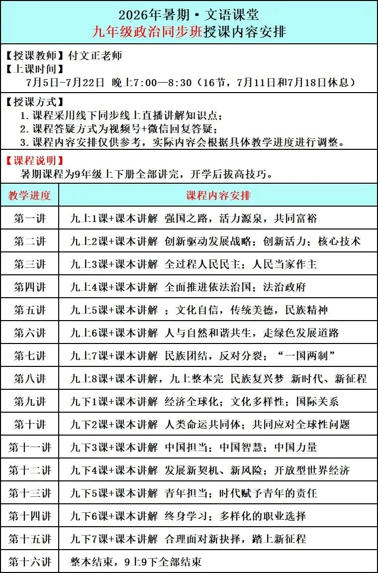 2026暑期文语初三课程-第11张图片-四季读书网