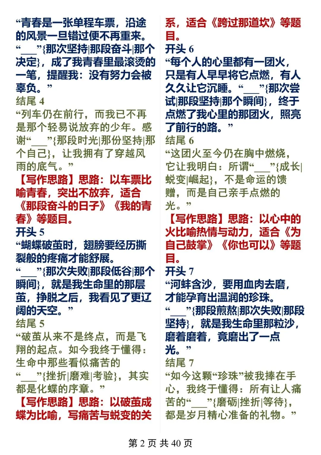 “吃透中考语文十大主题开头结尾模板”-第2张图片-四季读书网