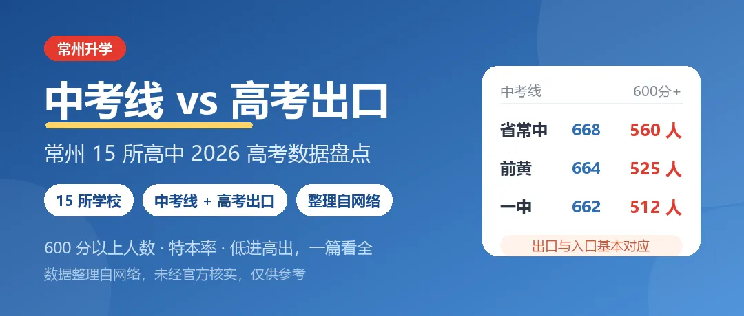 中考线 vs 高考出口:常州15所高中2026高考数据盘点-第1张图片-四季读书网