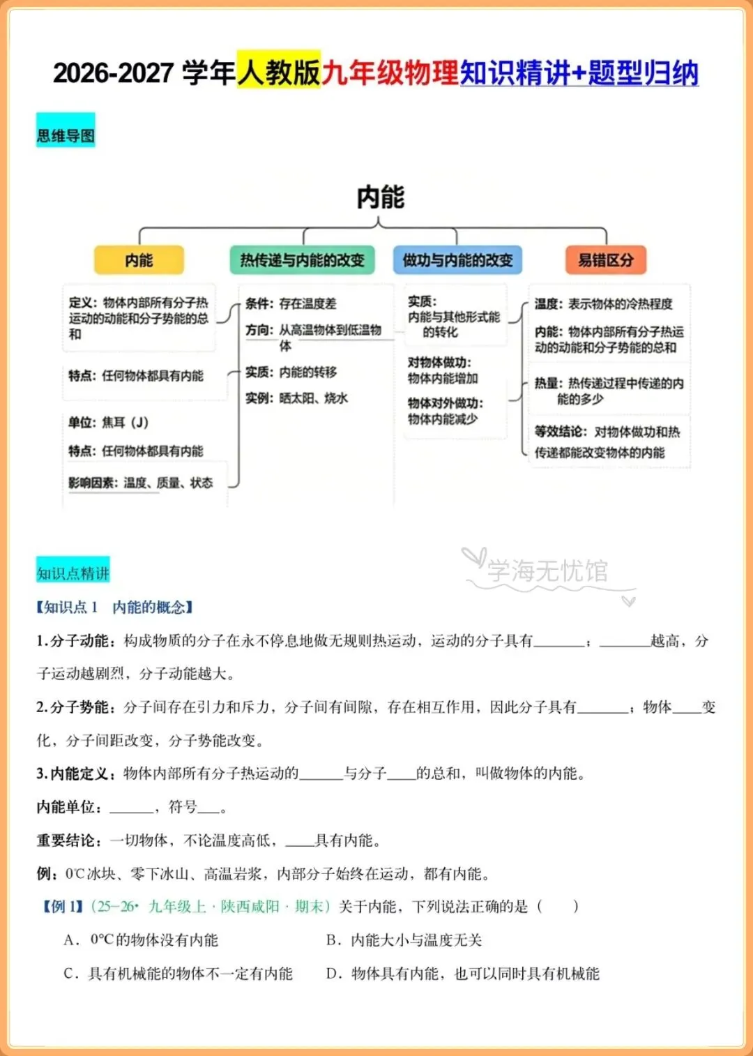 初三物理|2026年人教版九年级物理知识点精讲+常考题型归纳(含变式训练)-第3张图片-四季读书网 初三物理|2026年人教版九年级物理知识点精讲+常考题型归纳(含变式训练)-第3张图片-四季读书网