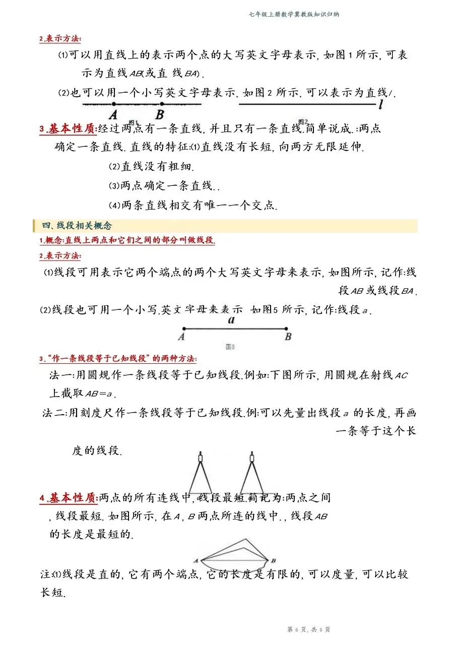 初一新版 2026 七上数学冀教版全册重点知识清单梳理必背总结,电子打印版!-第4张图片-四季读书网