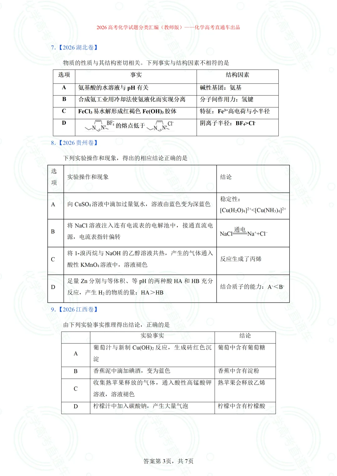 2026高考化学试题分类汇编:专题8-实验事实与结论解释-第4张图片-四季读书网 2026高考化学试题分类汇编:专题8-实验事实与结论解释-第4张图片-四季读书网
