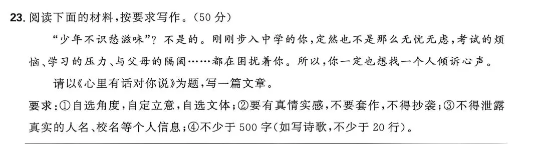 【初一作文002】心里有话对你说-第1张图片-四季读书网