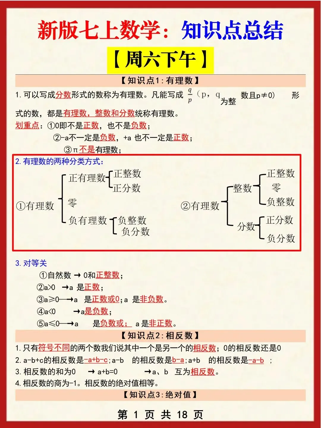 初一新版本七上全科目重点知识点清单梳理必背总结电子打印版!(2026)-第8张图片-四季读书网 初一新版本七上全科目重点知识点清单梳理必背总结电子打印版!(2026)-第8张图片-四季读书网