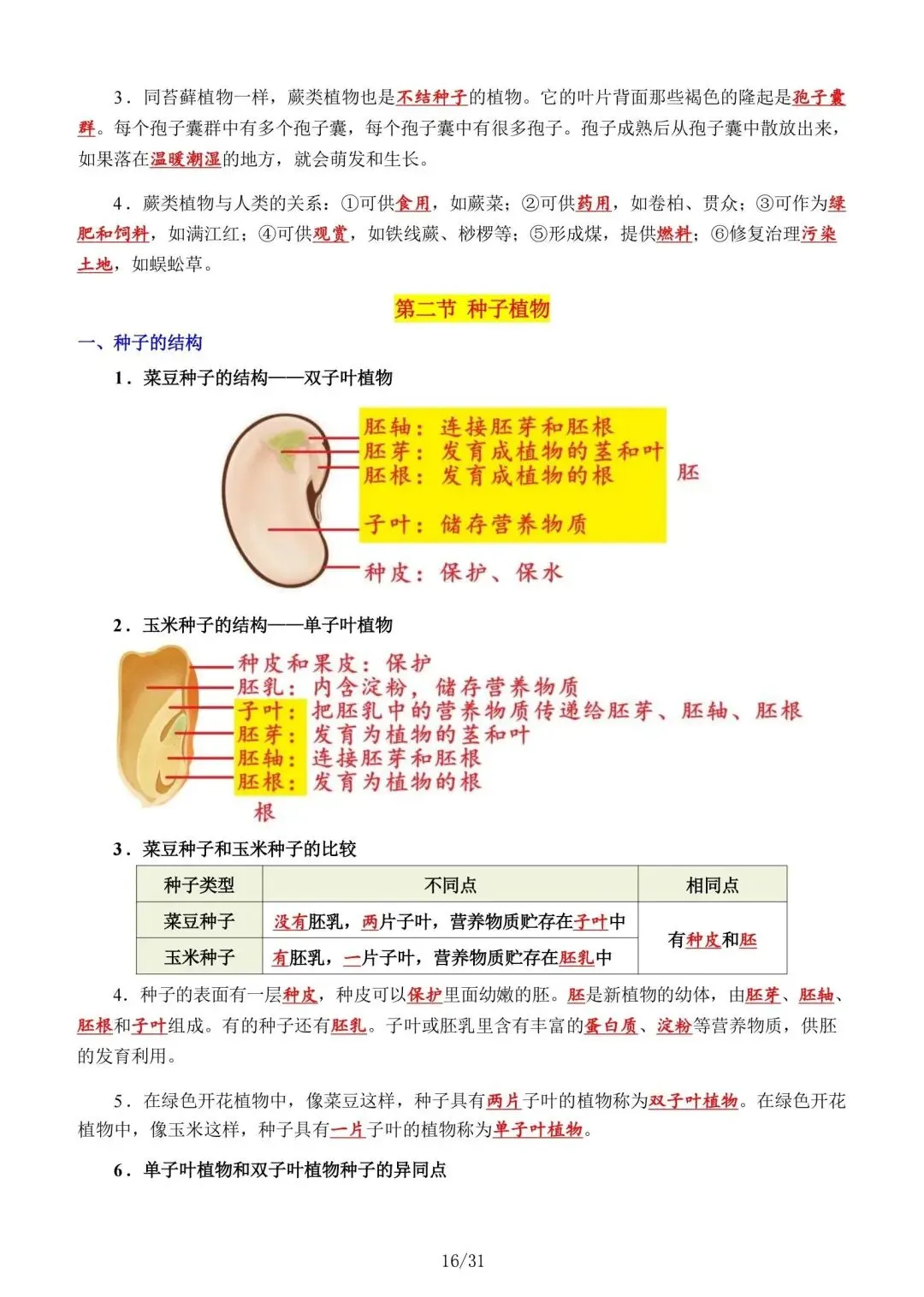 初一新版本七上生物全册基础知识点清单梳理必背总结电子打印版!(2026)-第6张图片-四季读书网