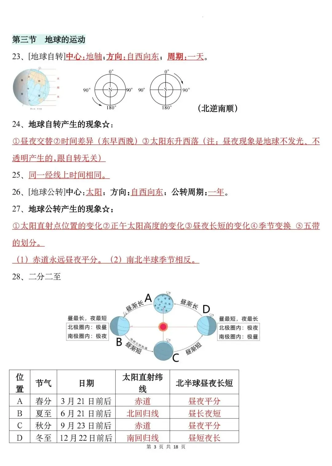 初一新版本七上地理全册基础知识点清单梳理必背总结电子打印版!(2026)-第3张图片-四季读书网