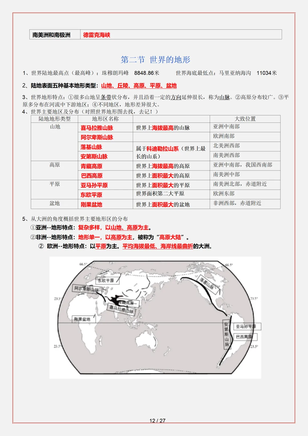 【初一】2026秋七年级上册地理必背考点知识点汇总,有完整版可打印,建议家长领取一份打印给孩子!-第14张图片-四季读书网