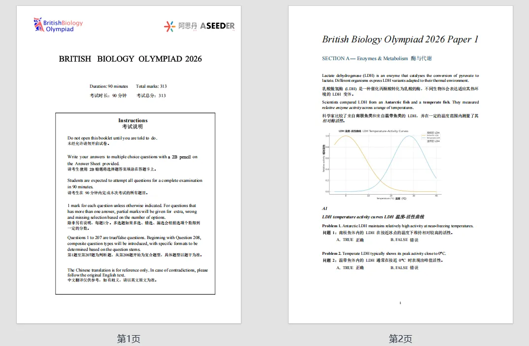 2010–2026 BBO生物竞赛真题合集分享!高清PDF版~-第5张图片-四季读书网