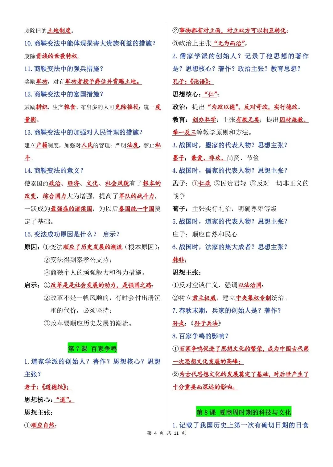 初一新版本七上历史全册重点问答式知识点清单梳理必背总结电子打印版!(2026)-第3张图片-四季读书网