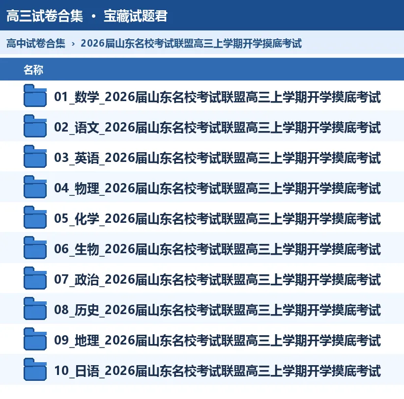 2026届山东名校考试联盟高三上学期开学摸底考试-第1张图片-四季读书网