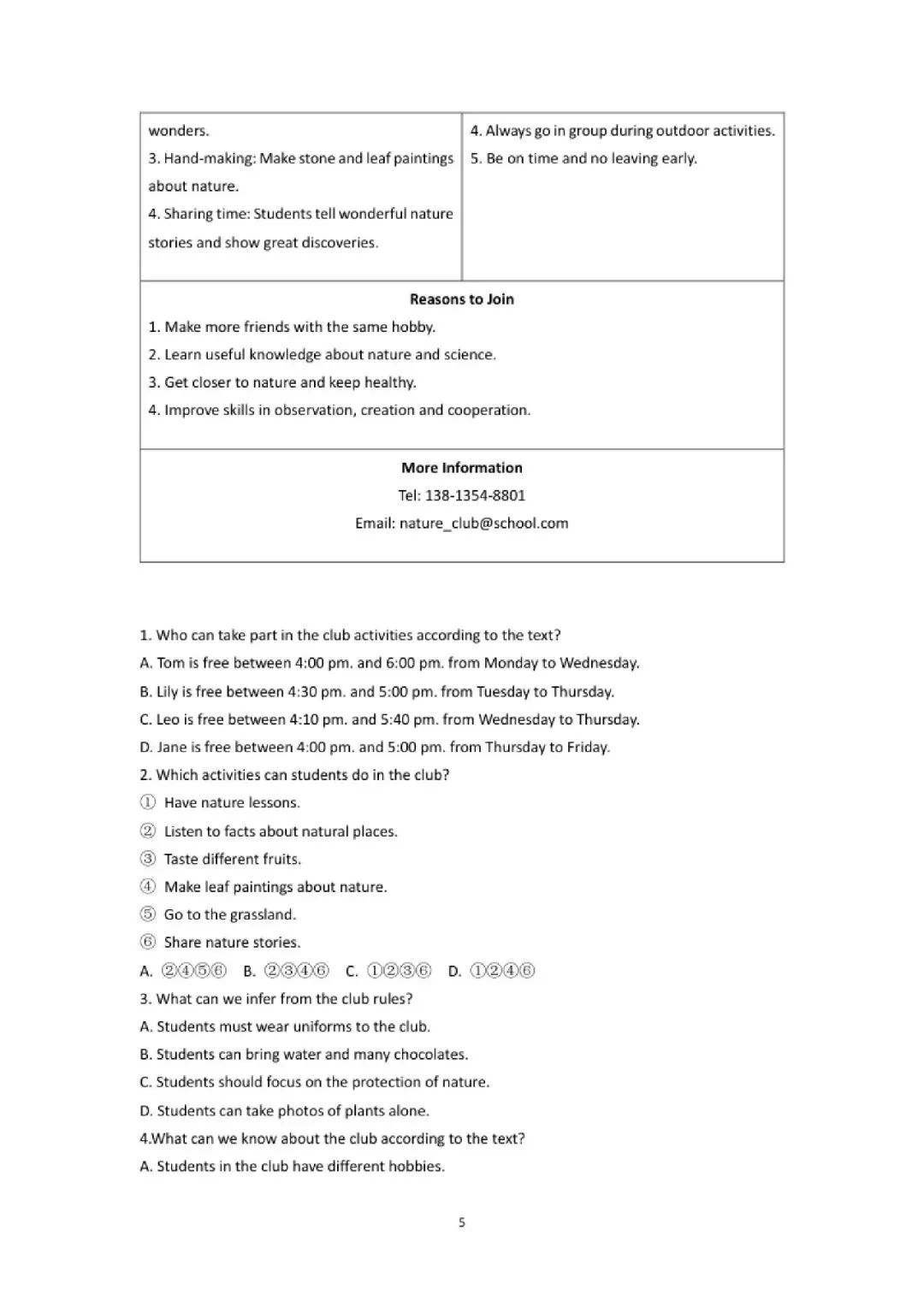 【初三月考】上海市格致初级中学2026-2027学年九9月英语试试卷和答案-第5张图片-四季读书网