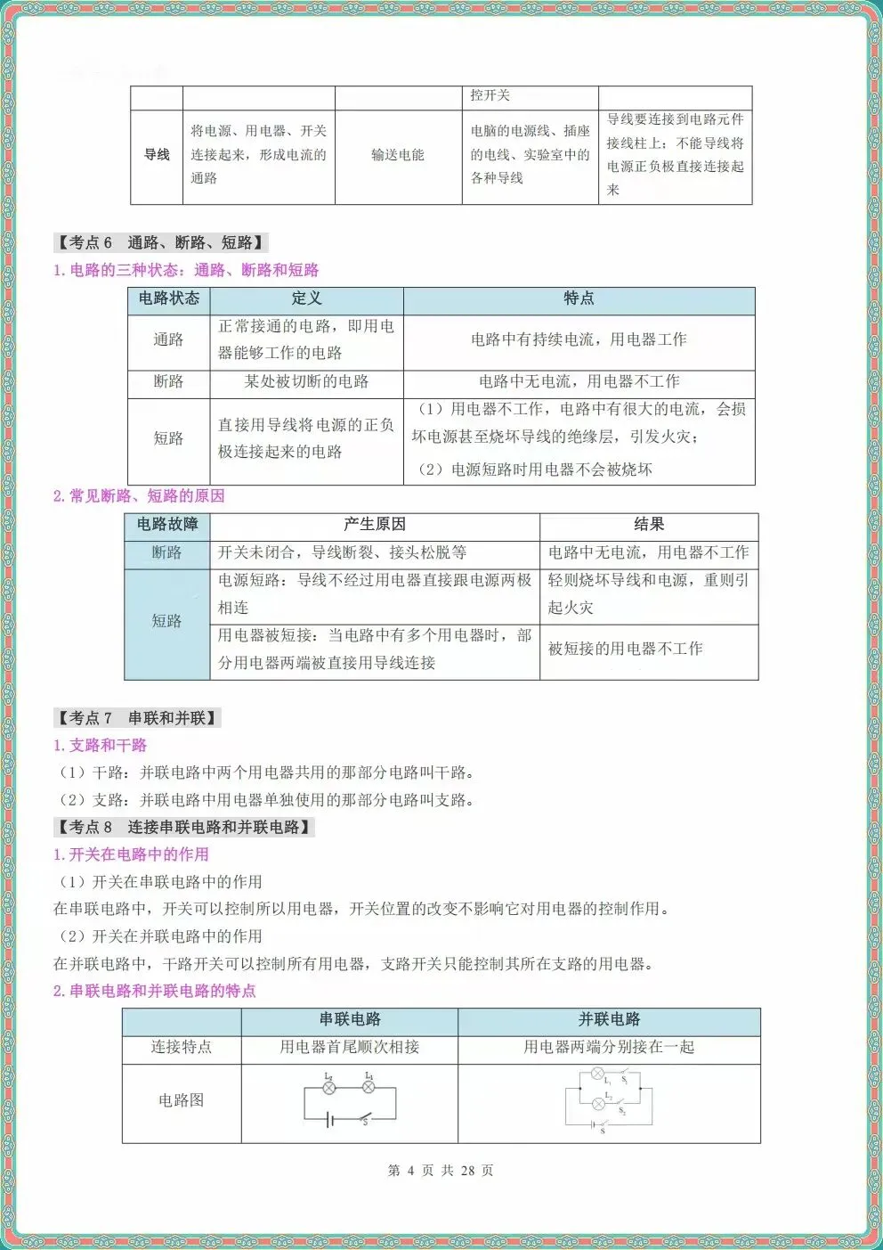 初三九年级上册物理电流和电路知识点清单(原卷+解析)2026秋新教材,电子版可打印-第5张图片-四季读书网