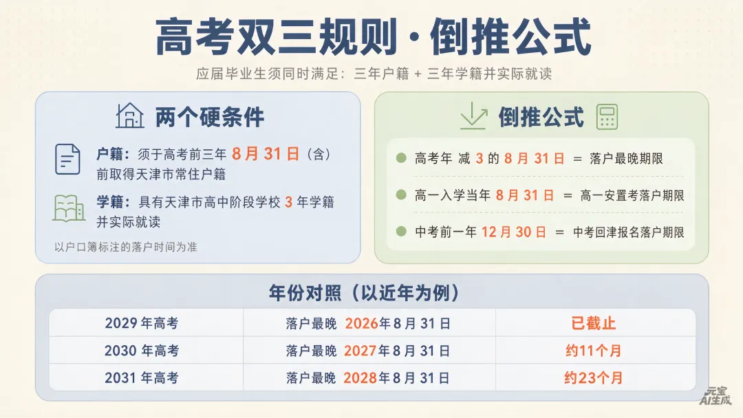 武清回津时间倒推表:从落户到高考,每个节点不能晚于什么时候-第1张图片-四季读书网