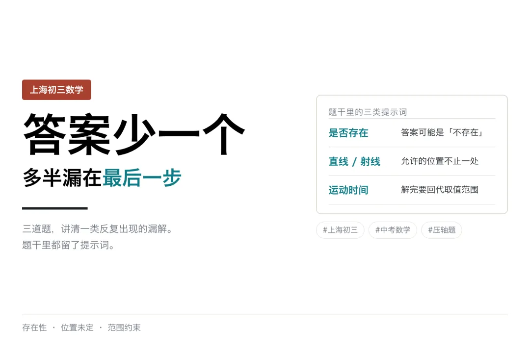 上海初三数学:压轴题答案少一个,多半漏在最后一步-第1张图片-四季读书网