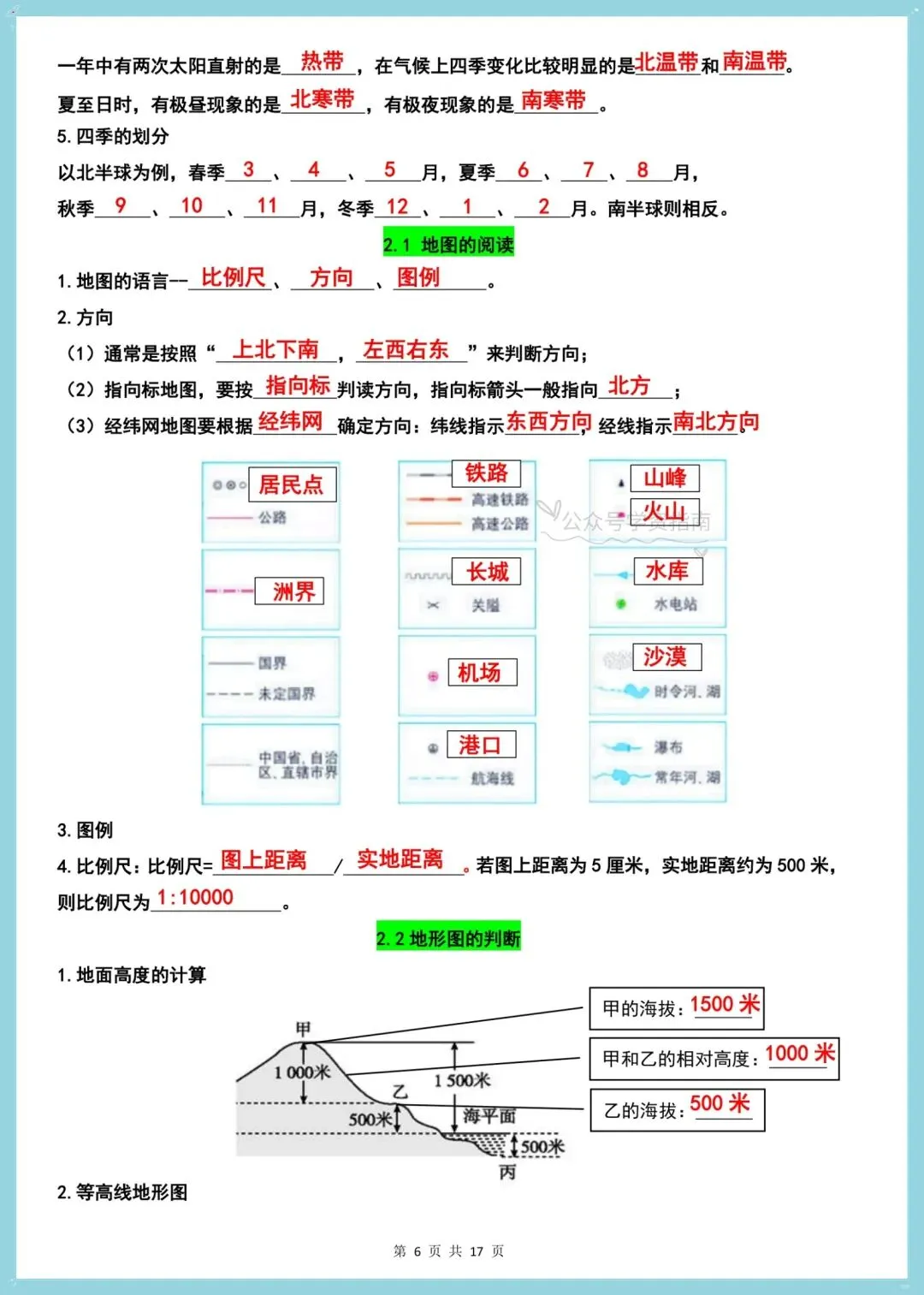 初一地理|2026年人教版七年级上册地理全册读图填空一课一练含答案-第14张图片-四季读书网