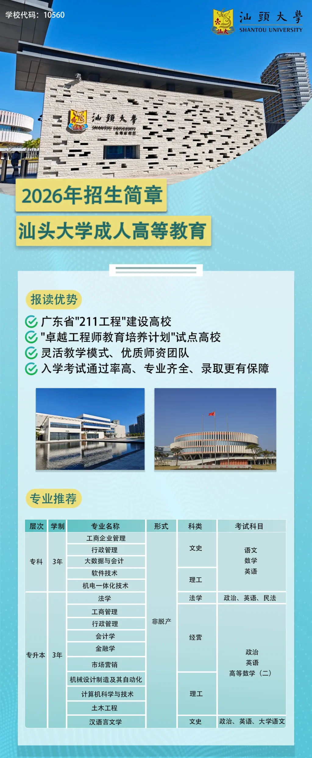 2027汕头大学成人高考本科!汉语言文学、法学、计算机专业,不用写论文的宝藏院校!-第6张图片-四季读书网