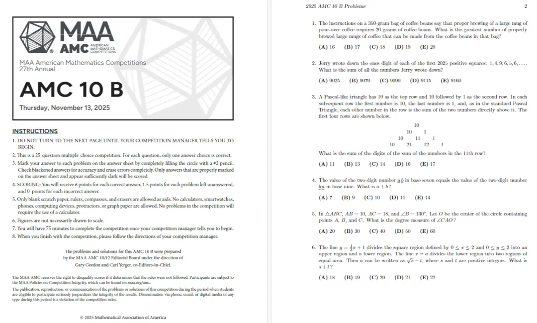 【免费分享】AMC10数学竞赛真题中英双语2010-2025,AMC10竞赛考试倒计时!冲刺必备~-第7张图片-四季读书网 【免费分享】AMC10数学竞赛真题中英双语2010-2025,AMC10竞赛考试倒计时!冲刺必备~-第7张图片-四季读书网