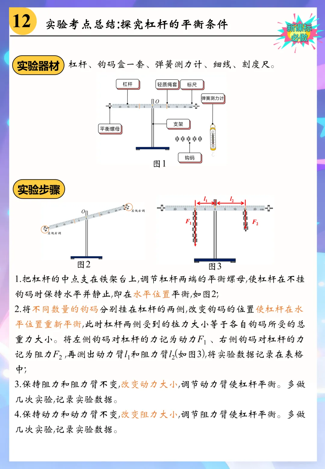 中考实验考点总结12:探究杠杆的平衡条件-第1张图片-四季读书网 中考实验考点总结12:探究杠杆的平衡条件-第1张图片-四季读书网