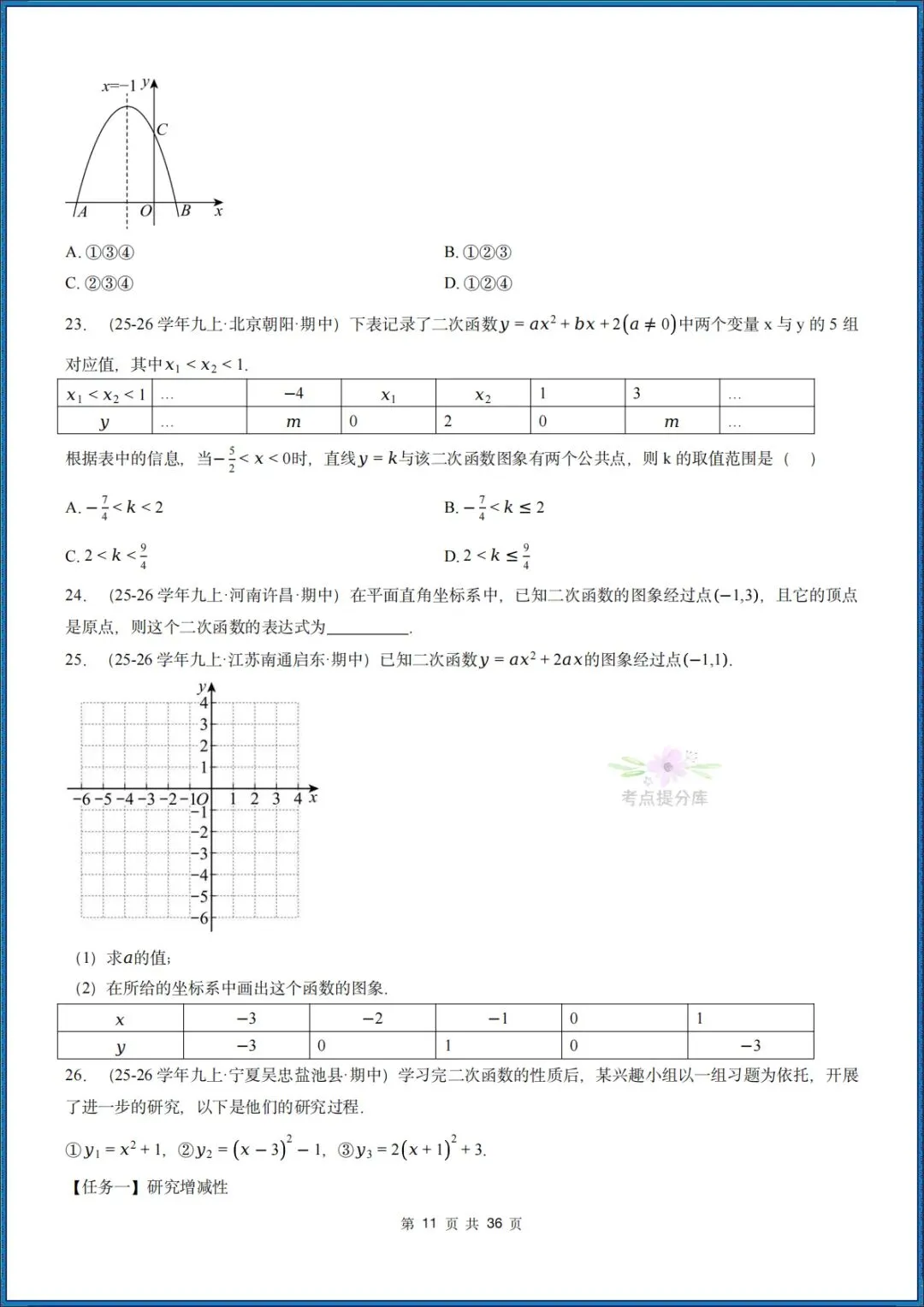 26秋初三 九年级上册数学 《二次函数与反比例函数 期中复习》专题训练 (八大高频考点) 附答案解析 共176页 可打印 〈word版可编辑〉-第11张图片-四季读书网 26秋初三 九年级上册数学 《二次函数与反比例函数 期中复习》专题训练 (八大高频考点) 附答案解析 共176页 可打印 〈word版可编辑〉-第11张图片-四季读书网