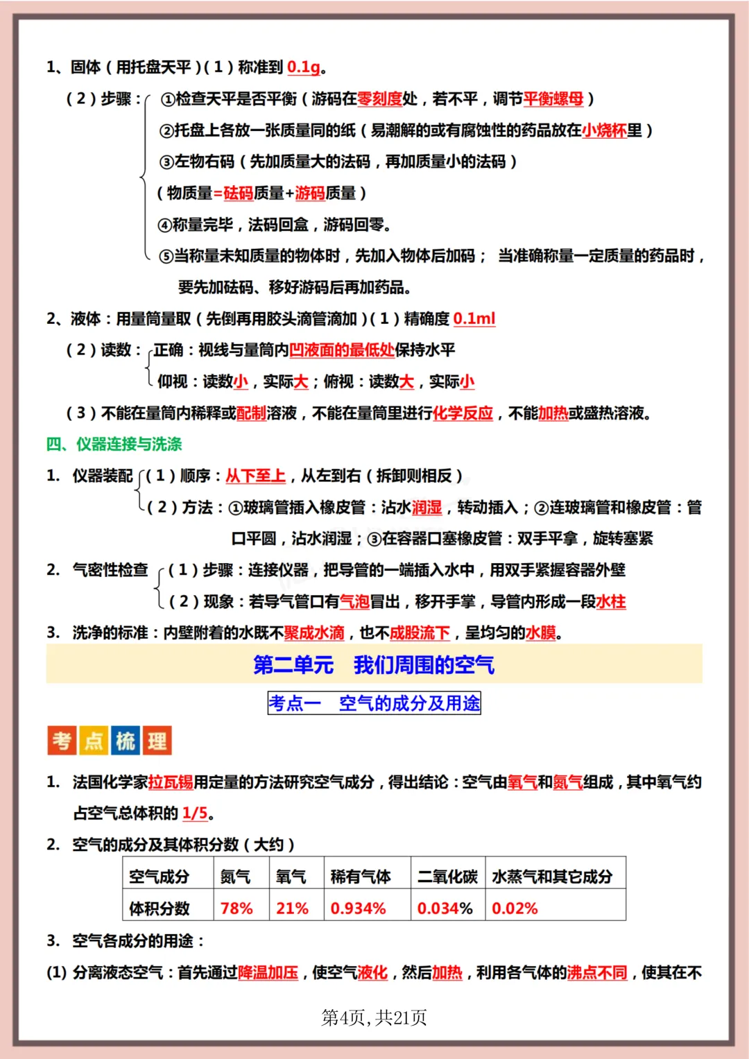 【初二】2026新教材八上化学全册重点知识点梳理汇总背诵版(高清版可打印)-第8张图片-四季读书网 【初二】2026新教材八上化学全册重点知识点梳理汇总背诵版(高清版可打印)-第8张图片-四季读书网
