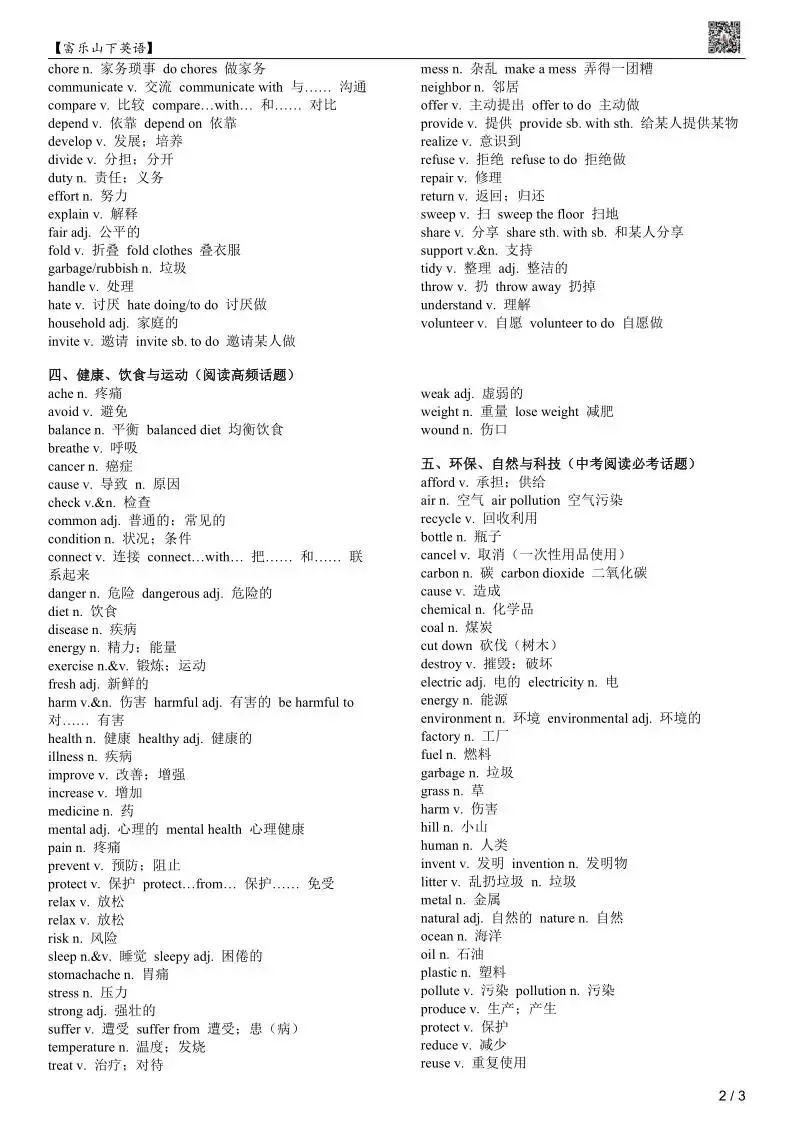 2026九年级中考英语 1600 核心高频词汇(分场景)-第4张图片-四季读书网 2026九年级中考英语 1600 核心高频词汇(分场景)-第4张图片-四季读书网