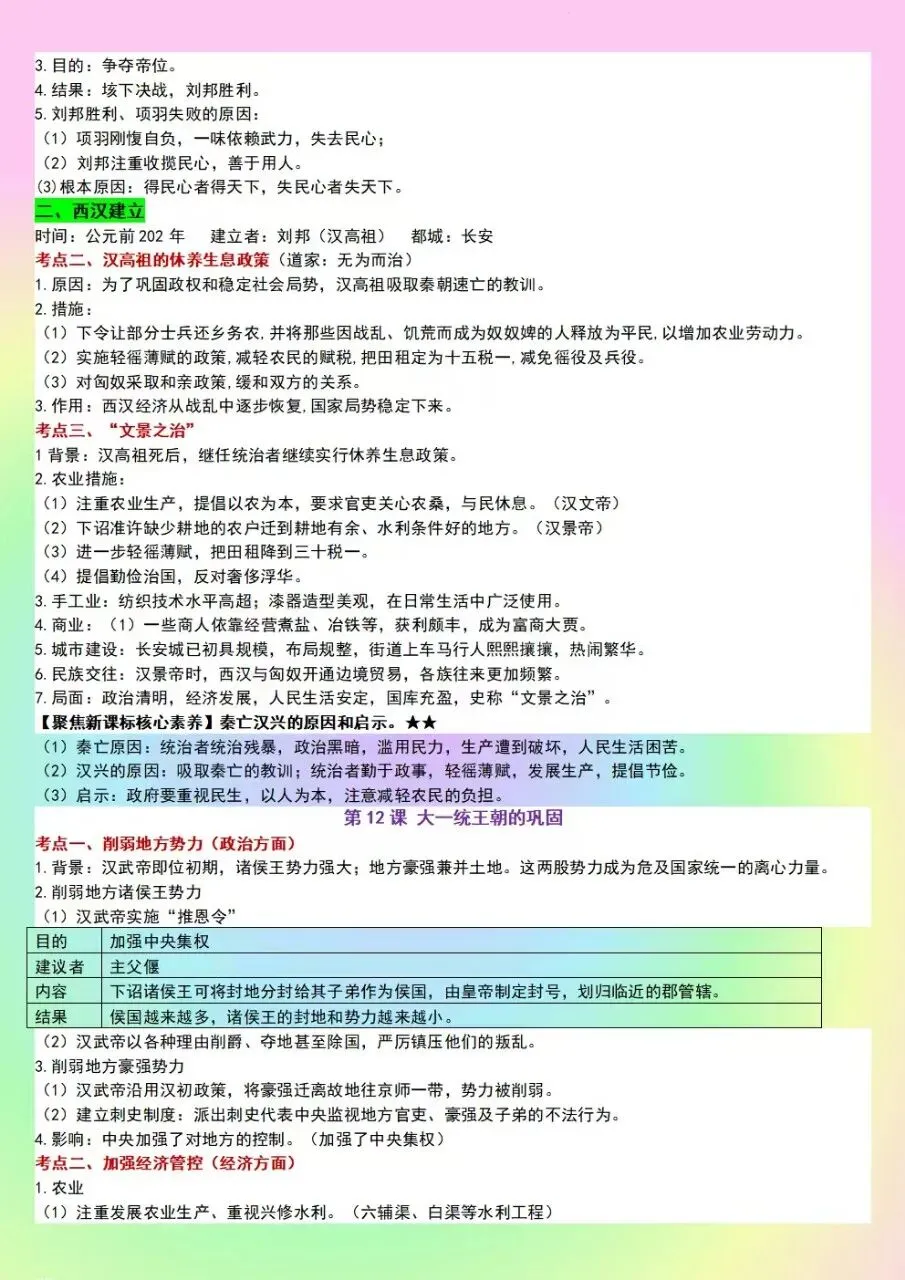 初一七年级上册历史全册核心知识点考点总结梳理(新版教材)电子版可打印下载-第8张图片-四季读书网