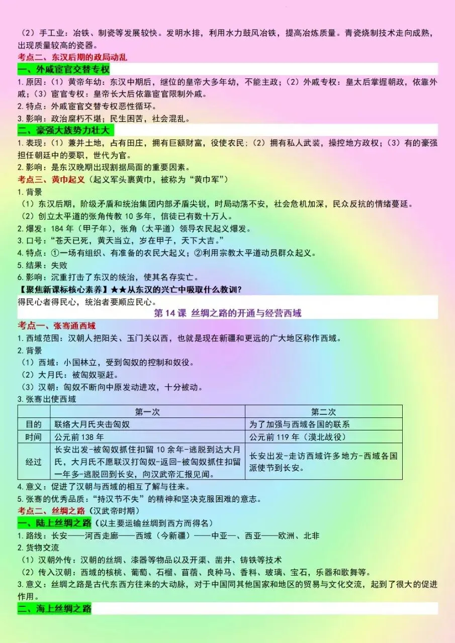 初一七年级上册历史全册核心知识点考点总结梳理(新版教材)电子版可打印下载-第10张图片-四季读书网